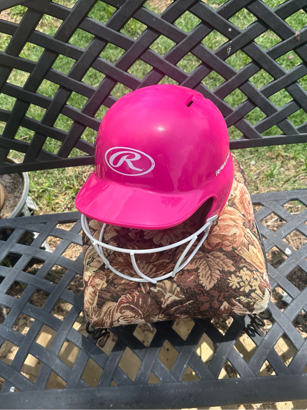 Rawlings Hot Pink Batting Helmet with White Face Guard
